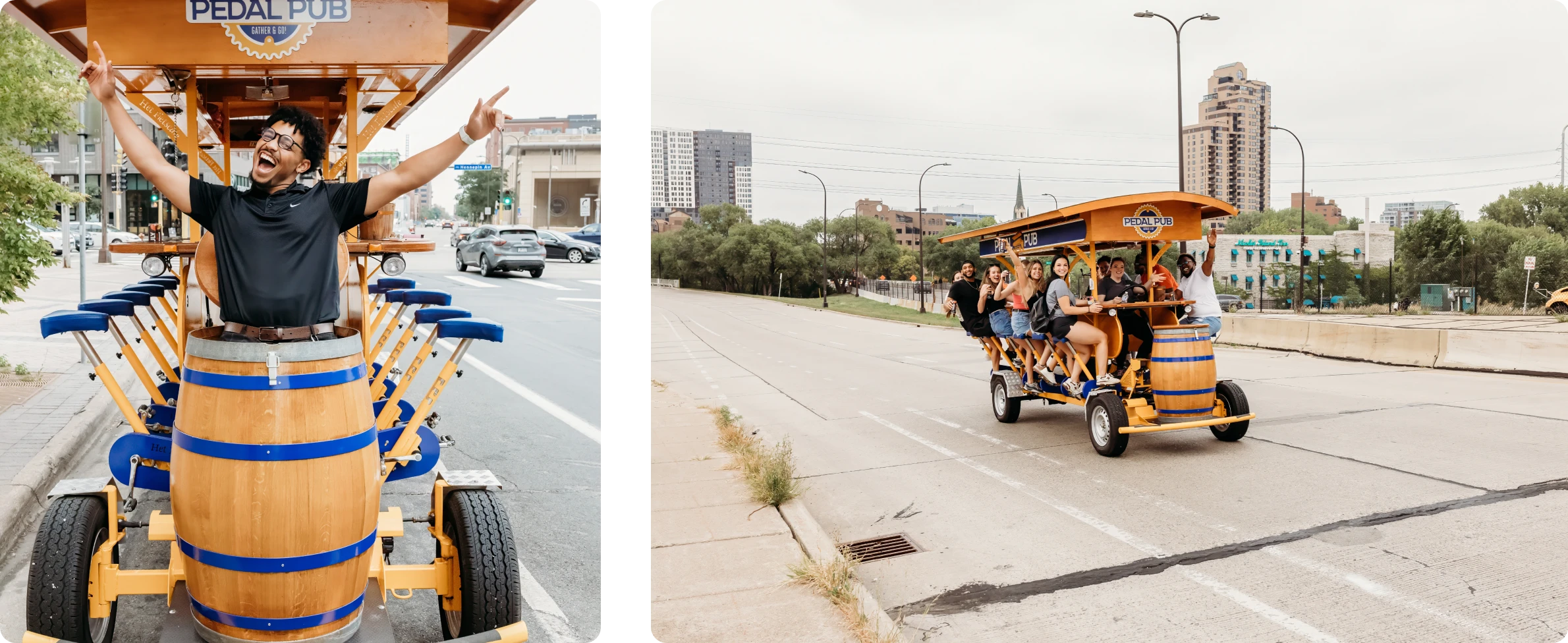 Pedal Pub pilots and guests enjoying party bike tours