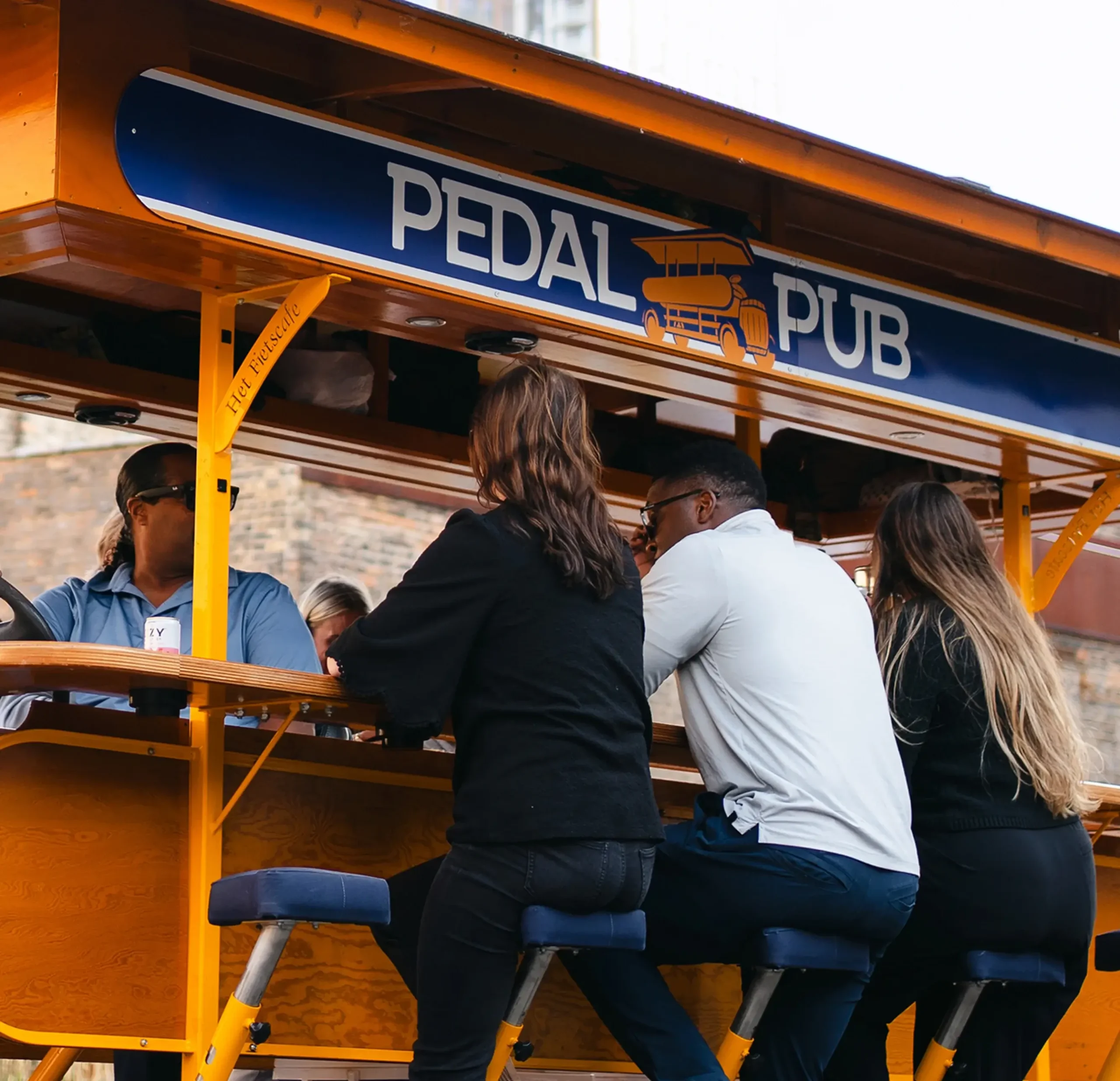 Corporate team bonding on a Pedal Pub party bike