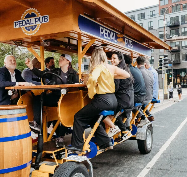 Pedal Pub bike on a city street