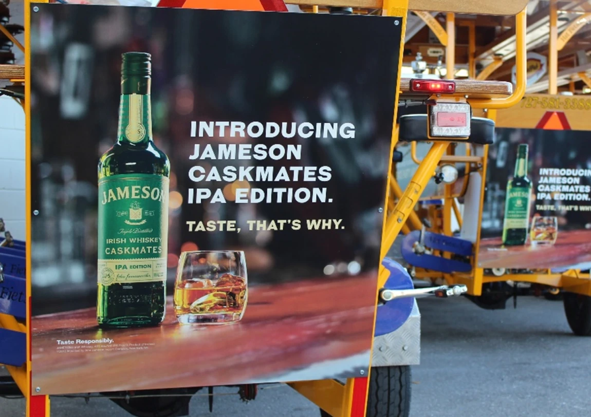 Advertisement on Pedal Pub bike