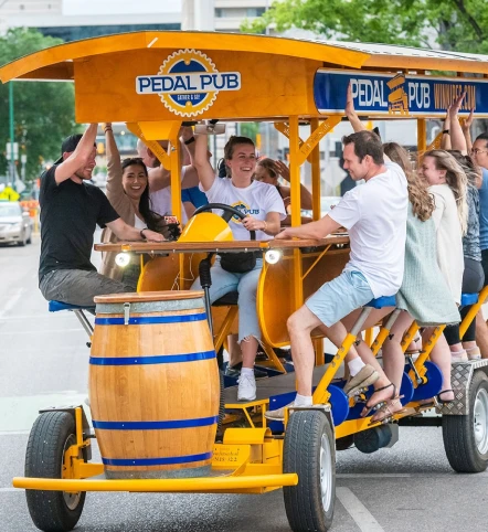 Pedal Pub riders on the bike